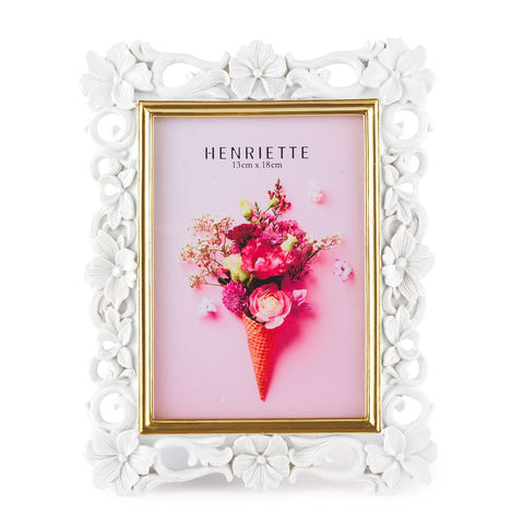 Cadre photo en résine blanche "Ostuni" Henriette Petit Fleurs 20x26 (13x18 cm)