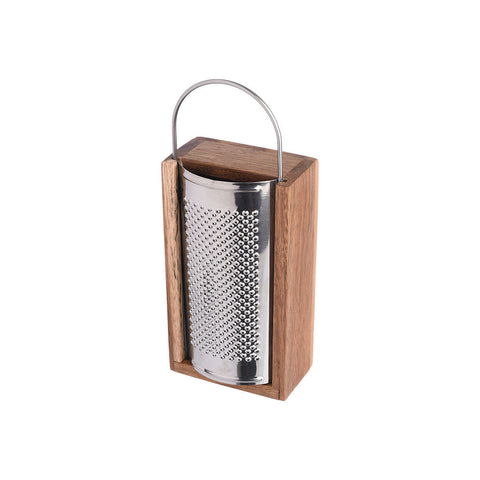 Estia Home Grattugia in acciaio inox + contenitore in legno "Allure" 22x6.5xH9 cm