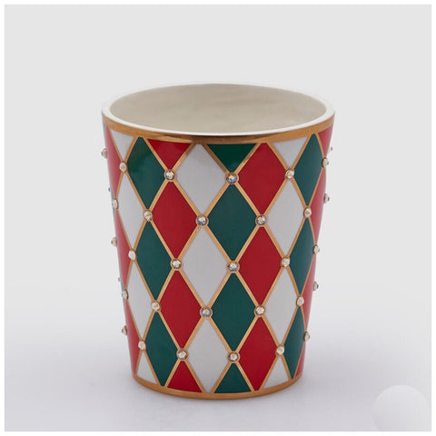 EDG Enzo de Gasperi Vase de Noël d'intérieur avec losanges en céramique D10,5xH13 cm