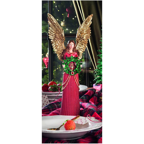Henriette Statuetta Angelo di Natale con Ghirlanda "Royal Forest" 16x8.5xH36 cm