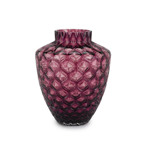 Henriette Vaso Piquet portafiori in vetro porpora "Prisma" D25xH31 cm - Angelica Home Stabia