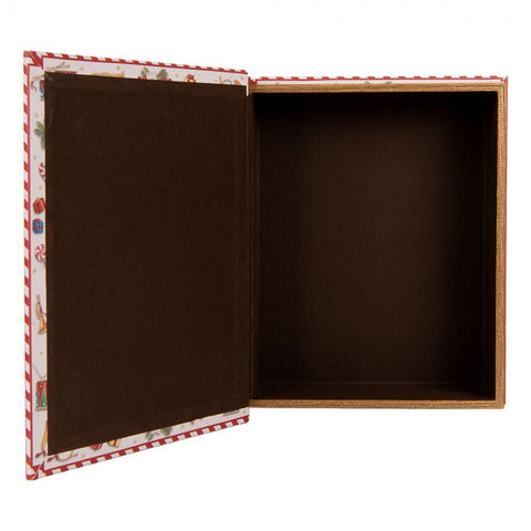 Clayre & Eef Set 3 Scatole Libri natalizi contenitori in legno con schiaccianoci