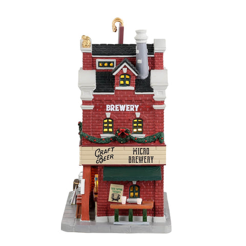 LEMAX LED illuminated building "Derby &amp; Sons Brewing Co." in porcelain H22 x 18.5 x 11.7 cm