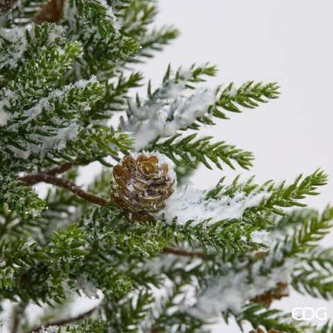 EDGAlbero di natale pino innevato in vaso con pigne pvc H65 cm