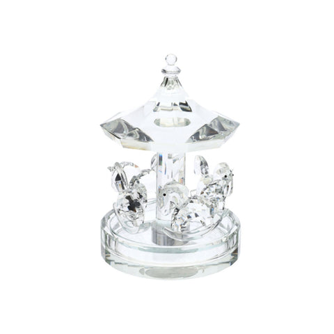 Carrousel de chevaux en cristal transparent Hervit D10x15 cm