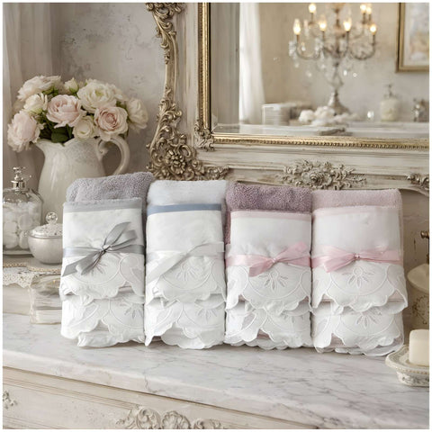 Mia per te Lot de 2 serviettes en éponge de coton avec broderie « Agave » 4 variantes (2 unités)