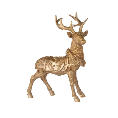 L'arte di Nacchi Statuina renna decoro natalizio in resina oro 32x14xH44 cm
