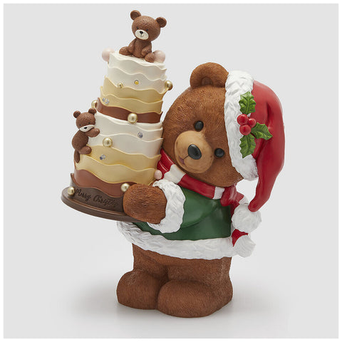 Ours gourmand EDG Enzo De Gasperi en résine avec lumières LED H 39 cm