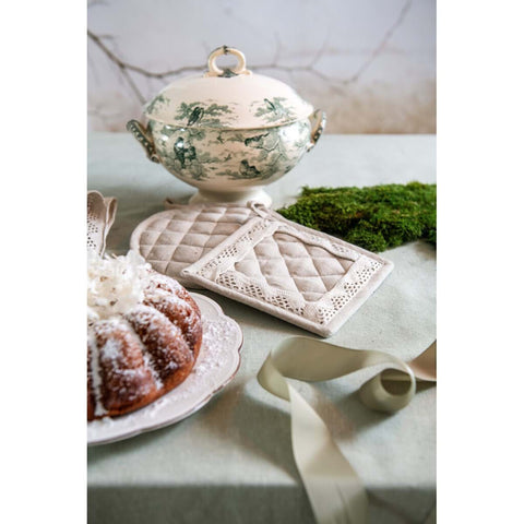 Lot de 2 maniques beiges Blanc Mariclò « New Infinity » D20 cm/16x16 cm