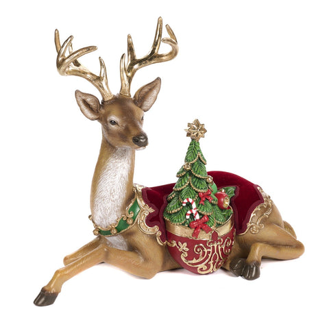 GOODWILL Large resin reindeer with ornaments, hand decorated 80.5 cm