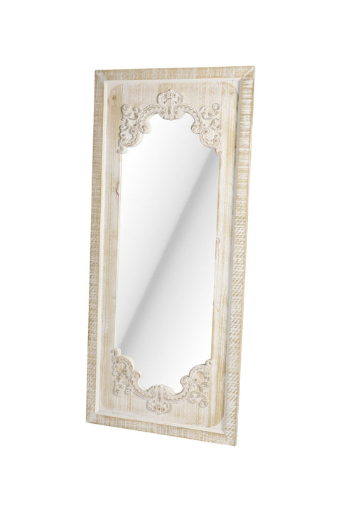 Nuvole di Stoffa Specchio da parete in legno crema "Annette" 60x3xH135 cm