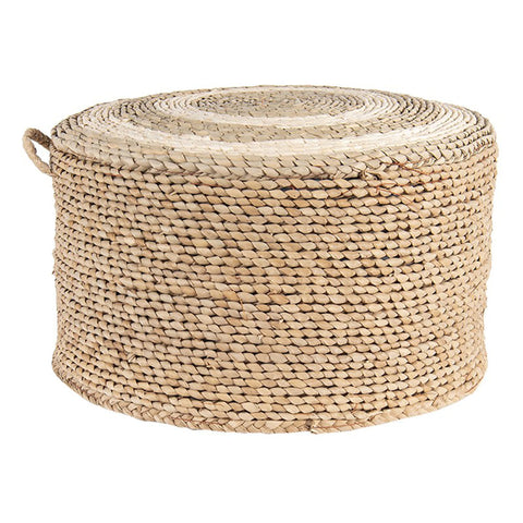 Clayre & Eef Pouf Poggiapiedi / Contenitore in vimini alga Ø40x23 cm