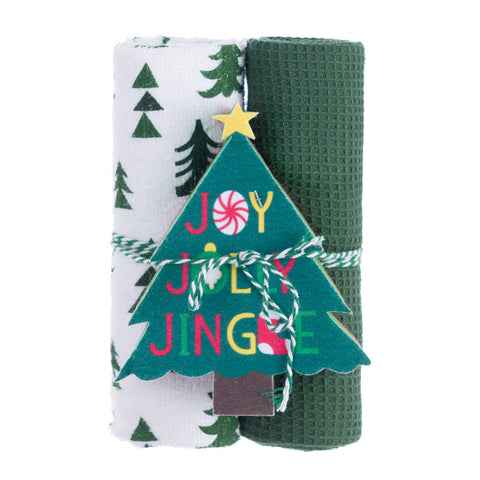 Blanc Mariclò Set of 2 Christmas tea towels with sponge 38x63 cm 2 variants (1 unit)