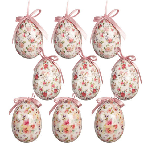 Clayre & Eef Set 9 Decori Uova di pasqua decorative da appendere D5xH8 cm
