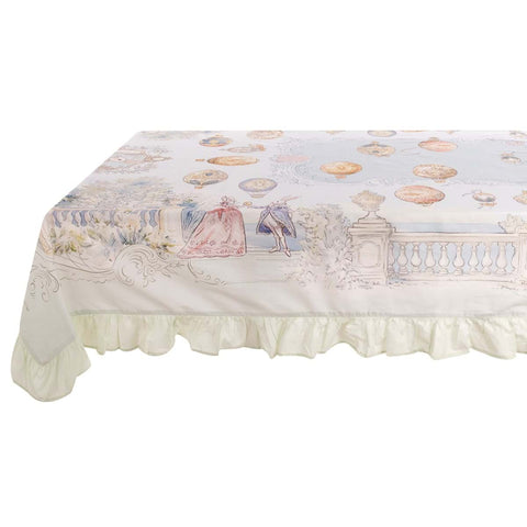 Blanc Mariclò Tovaglia rettangolare di pasqua in cotone con gala "Rococo" 180x260 cm - Angelica Home Stabia