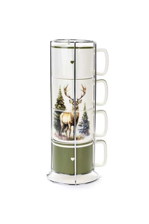 Lot de 4 mugs de Noël en tissu « Forêt enchantée » 330 ml
