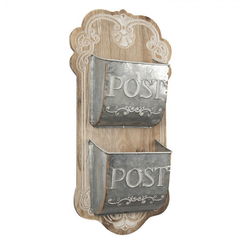 Clayre & Eef Porta lettere legno e metallo anticato 26x10x53 cm