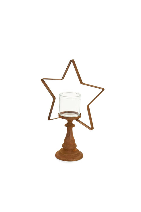 Nuvole di Stoffa Set 2 portacandela a forma di stella in acciaio corten H35/44 cm