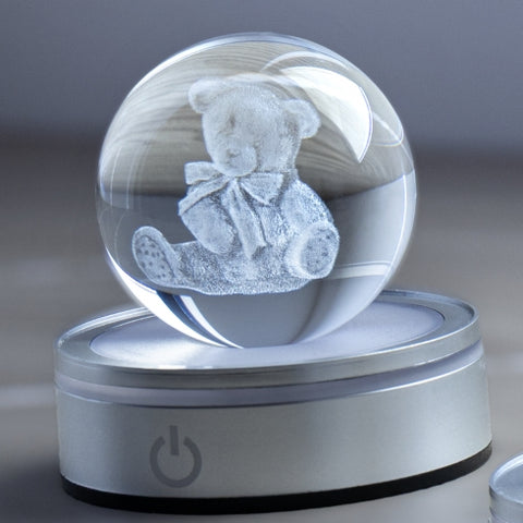 Boule de cristal Hervit Crystal Planet 3D Ours en cristal D6cm