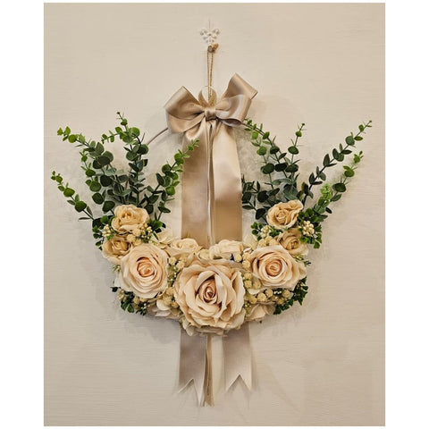 Mata Creazioni Fuoriporta Cerchio con fiori, Made in Italy L34x6xH40 cm 3 varianti(1 unità) - Angelica Home Stabia
