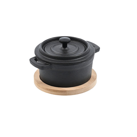 Estia Home Mini casseruola in ghisa, base in bamboo 12.5x11.5xH8 cm
