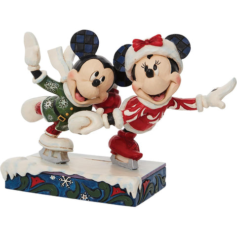 Figurine de Noël Enesco Mickey et Minnie avec patins "Jim Shore" 12,5x7,5x18cm