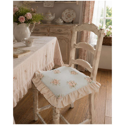 L'Atelier 17 Set 2 Cuscini sedia in cotone con balza "Charlotte" 40x40 cm 2 varianti(1 unità)