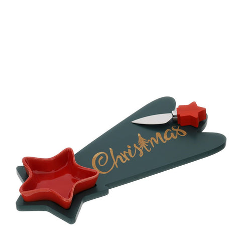 SET TAGLIERE STELLA X'MAS LEGNO 32X14CM