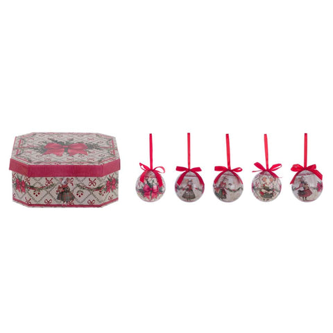 Blanc Mariclò Box Set of 5 Christmas Fairy Tree Baubles" D7.5 cm