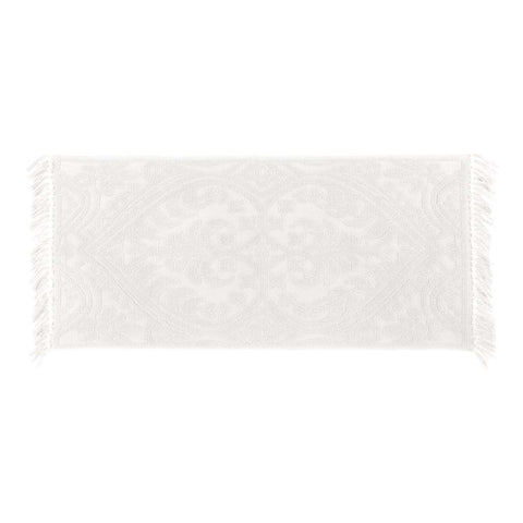 Blanc Mariclò Tapis Jacquard en coton avec pompons 50x110 cm 2 variantes (1 unité)