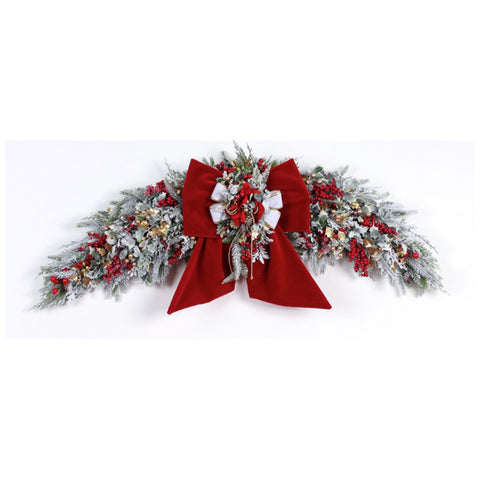 Lena Fuoriporta Fleurs de Noël arquées avec nœud, Made in Italy 130 cm