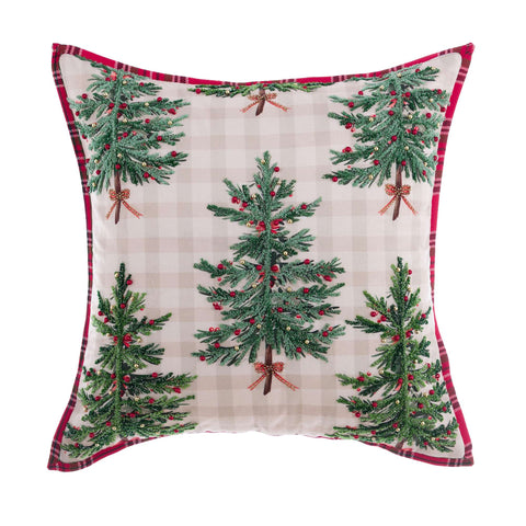 Blanc Mariclò Cuscino di Natale in cotone "Magia di Abeti" 45x45 cm