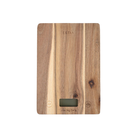 Estia Home Bilancia da cucina in legno di Acacia "Allure" max 5KG 22x15x1.8 cm
