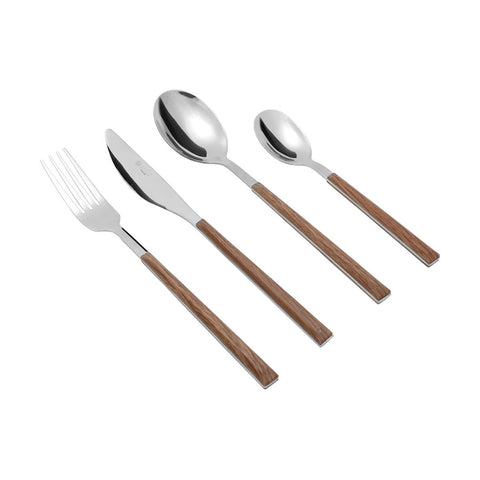 Estia Home Set 24 posate in acciaio inossidabile e legno "Savanna" 18/0