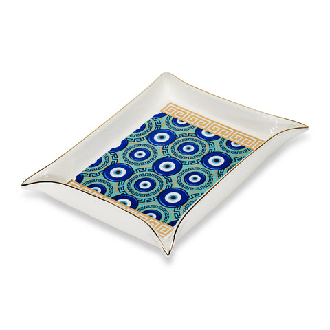 Henriette Svuotatasche Poseidone in porcellana con vero oro zecchino  "Greek" 20x16  cm