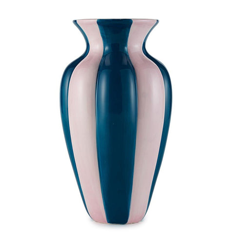 Henriette Vaso portafiori in vetro rosa/ottanio "Maison Duo" D17xH30 cm