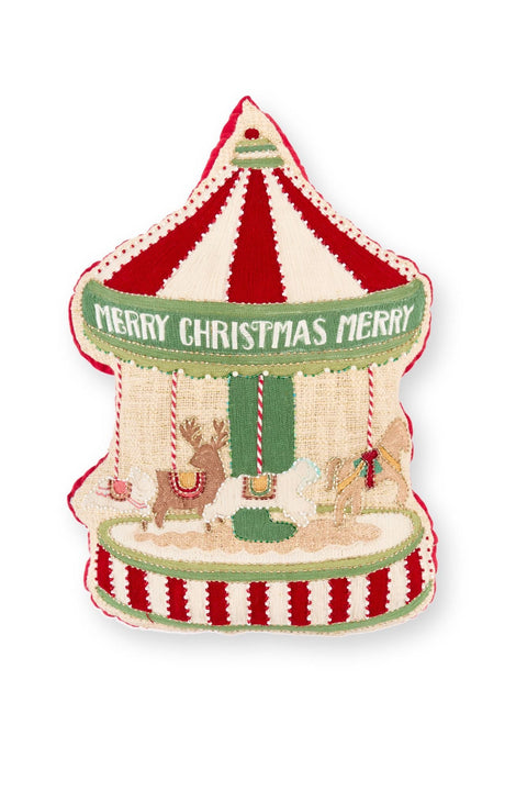 Nuvole di Stoffa Cuscino arredo a forma di giostra decoro natalizio "VINTAGE TOYS" 30x45 cm