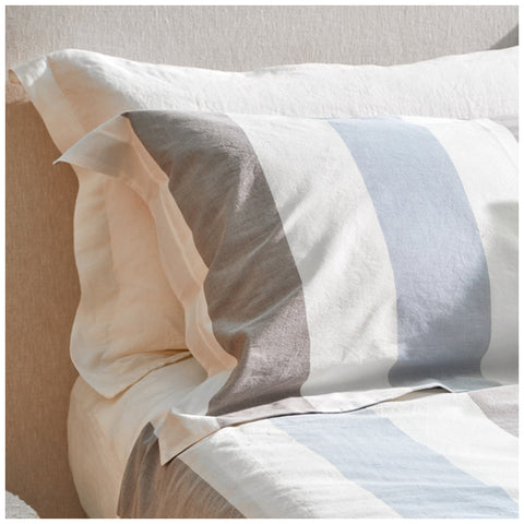 Parure de lit double Blanc Perle en percale de coton + 2 taies d'oreiller "Tropea", 2 variantes