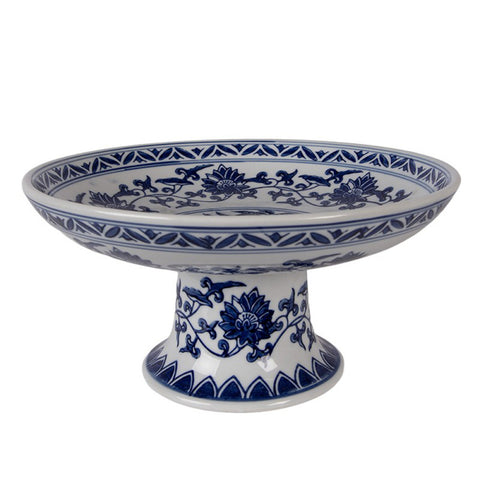 Clayre & Eef Alzatina cucina in porcellana Bianco/Blu D26xH13 cm