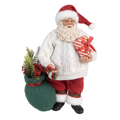 Clayre &amp; Eef Figurine Père Noël avec pull 13x10xH27 cm