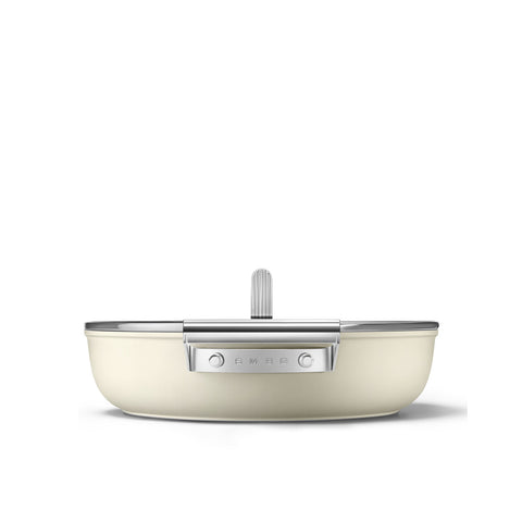 Smeg Tegame antiaderente panna + coperchio "50's Style" D28 cm