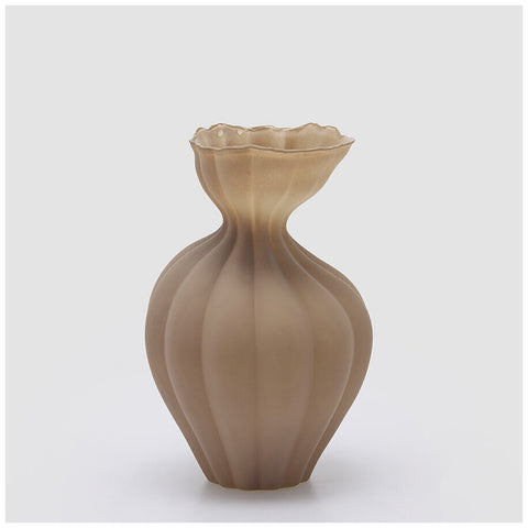 Edg Enzo de Gasperi Vaso Flow Sinuoso in vetro opaco marrone D19.5xH30.5 cm - Angelica Home Stabia