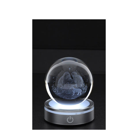 Hervit Boule de Noël en cristal Crystal Planet nativité motif 3D D8 cm
