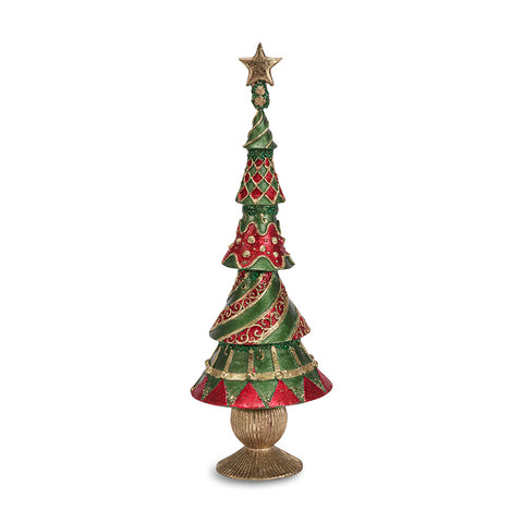 Sapin de Noël Henriette "Arlequin" en résine H35 cm