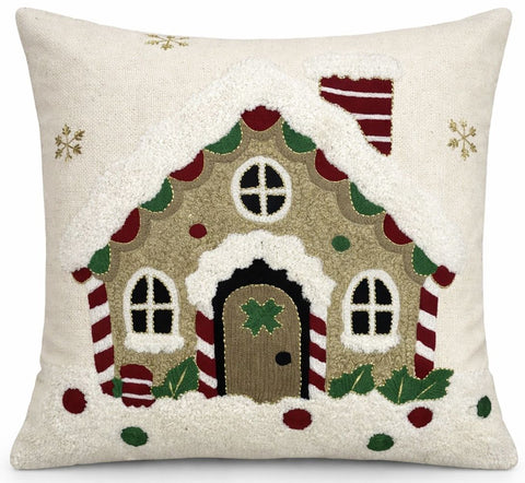 Clodette Cuscino di natale in velluto con ricamo "Ginger House" 47x47 cm