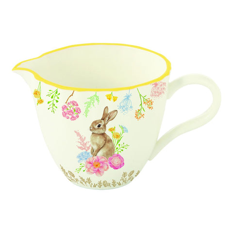 Easy Life Lattiera di pasqua in porcellana con coniglio e fiori "Tres Jolie" 180 ml