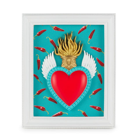 Henriette Quadro decorativo cornice cuore e peperoncini con piede "Ton Coeur" 22x18 cm - Angelica Home Stabia