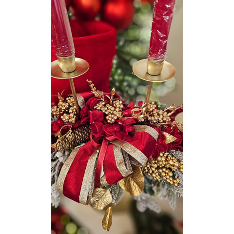 Grand bougeoir de Noël 4 lumières Lena's Flowers L48x20xH65 cm