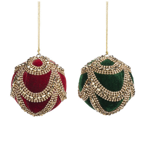 GOODWILL Boule de Noël en velours avec bijoux D10 cm 2 variantes (1pc)