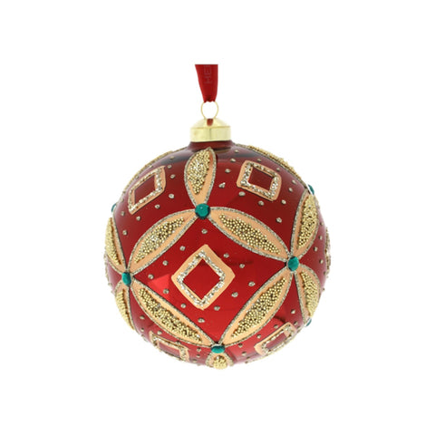 Hervit Red Glass Diamond Christmas Ball 3 Variations (1 Unit)